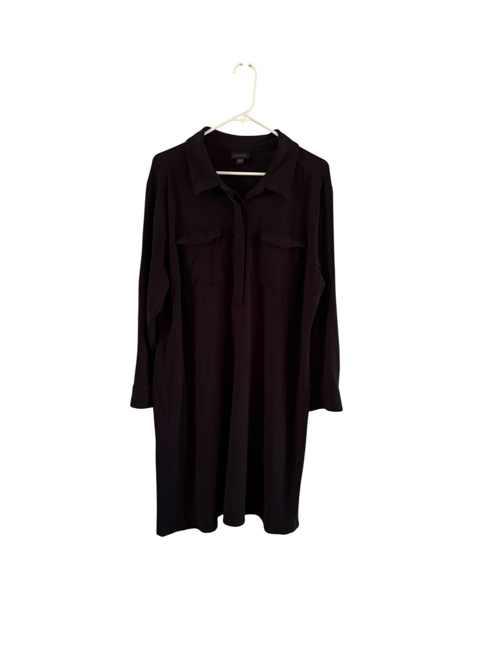 J.Jill Wearever Black Long Sleeve Collared Midi Shirt Dress Petite X Large